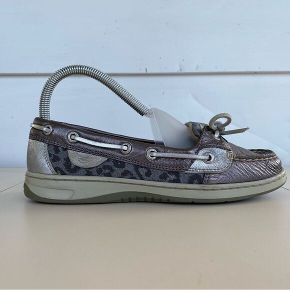 Sperry Top-Sider Animal Print Leather Boat Shoe STS93635 Silver Women’s 7M - Picture 6 of 10